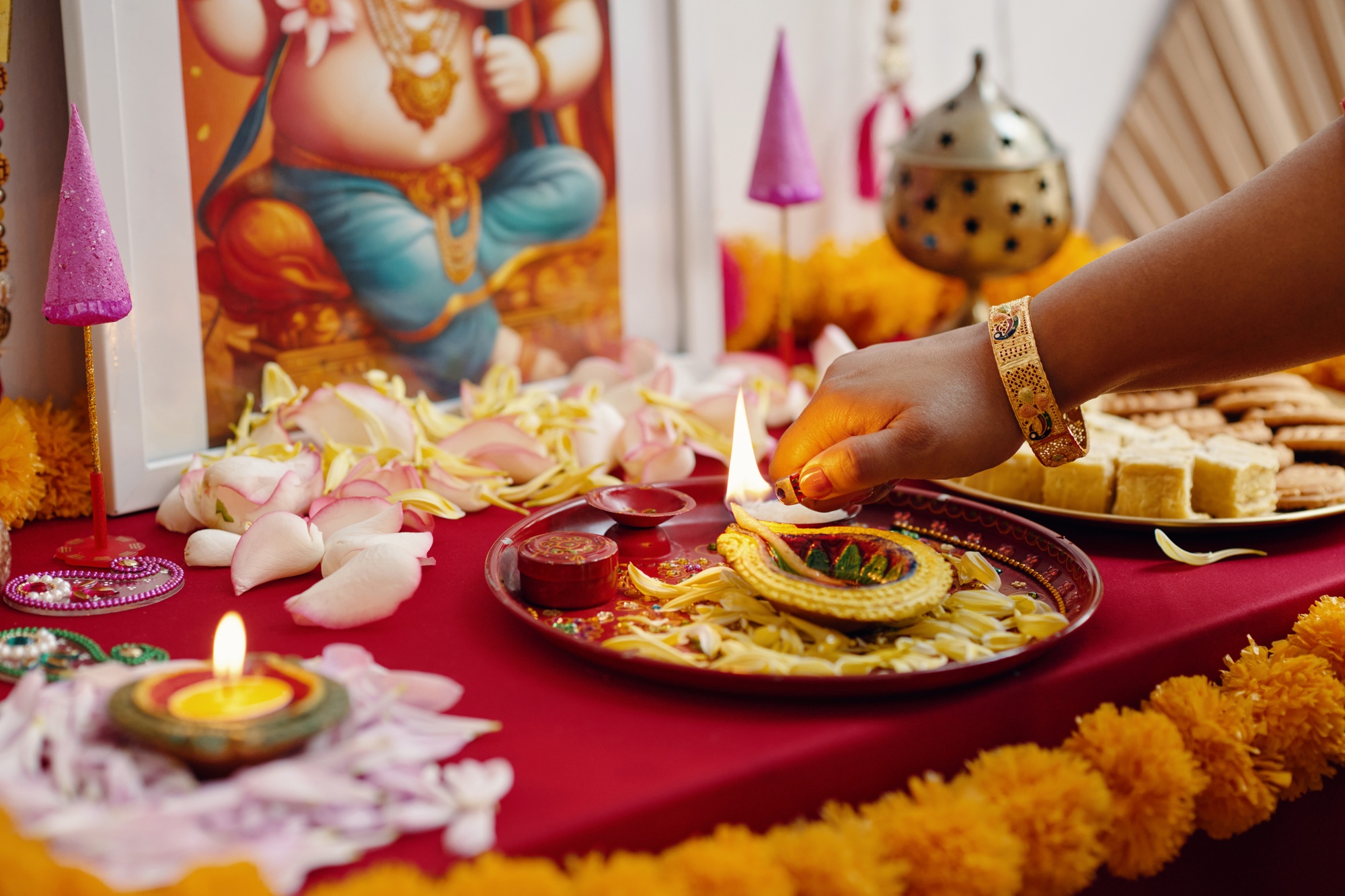 Celebrating Festive Hindu Ritual with Offerings